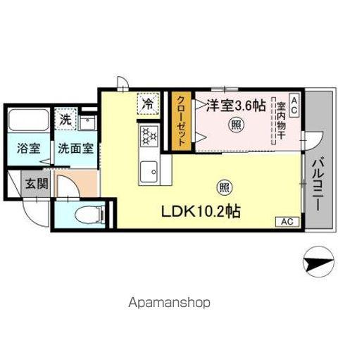 D-ROOM蒲町(1LDK/2階)の間取り写真