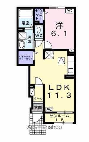 エスポワール宇佐南3(1LDK/1階)の間取り写真