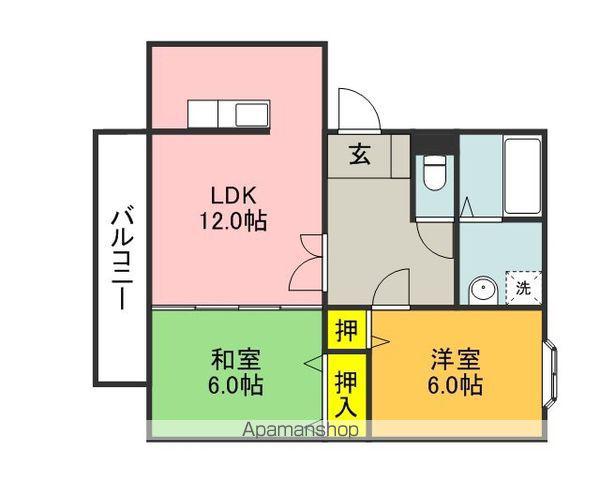 HWTさくら B棟(2LDK/3階)の間取り写真