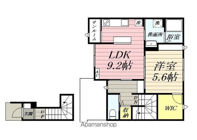 MONSTELLAS A(1LDK/2階)の間取り写真