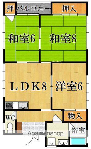 レジデンスオクダB棟(3LDK/2階)の間取り写真