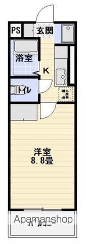 ハーモニー八坂(1K/3階)の間取り写真