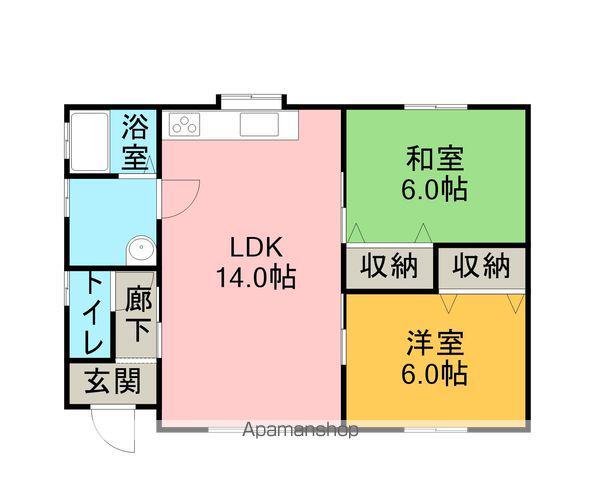 青い森鉄道 三沢駅(青森) 徒歩54分 1階建 築24年(2LDK)の間取り写真
