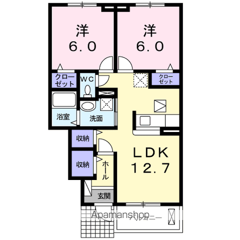 コワンシックⅢ(2LDK/1階)の間取り写真