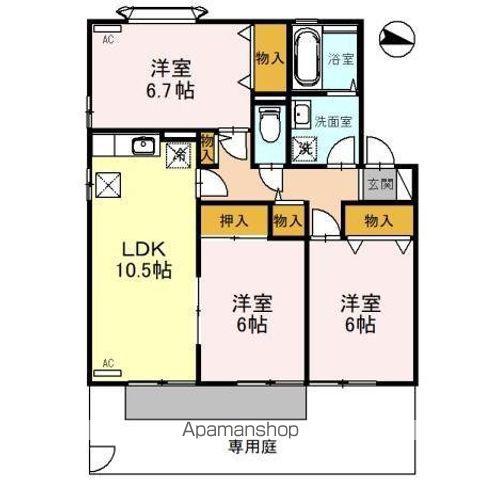 ファミールハウス B(3LDK/1階)の間取り写真