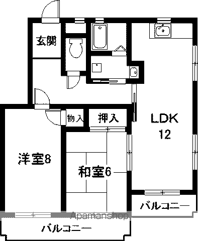 パークハイムHIRO(2LDK/4階)の間取り写真
