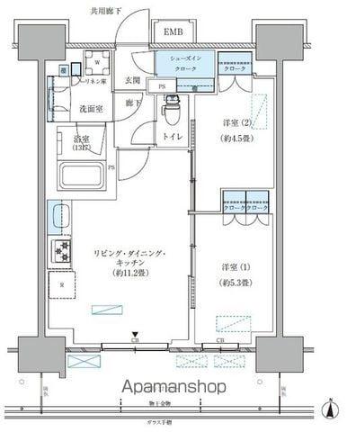 パークアクシス西大島コンフォートスクエア(2LDK/14階)の間取り写真