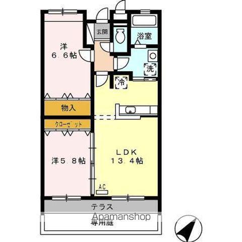 サンライズ瀬名川(2LDK/1階)の間取り写真