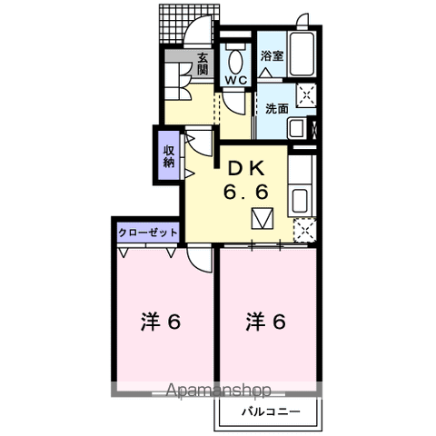 ドゥーエ・パルティ(2DK/1階)の間取り写真