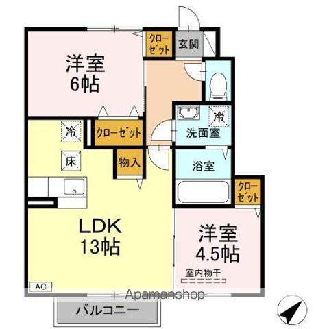 セジュール桜井B棟(2LDK/1階)の間取り写真