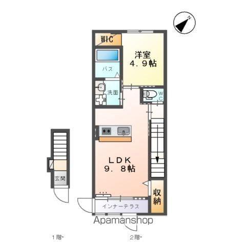 テクノガーデン(1LDK/2階)の間取り写真
