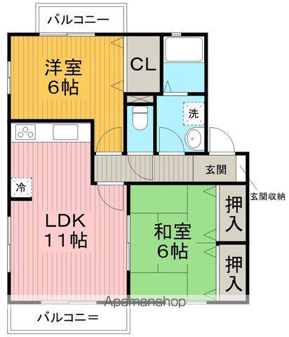 ハイツ上野東(2LDK/1階)の間取り写真