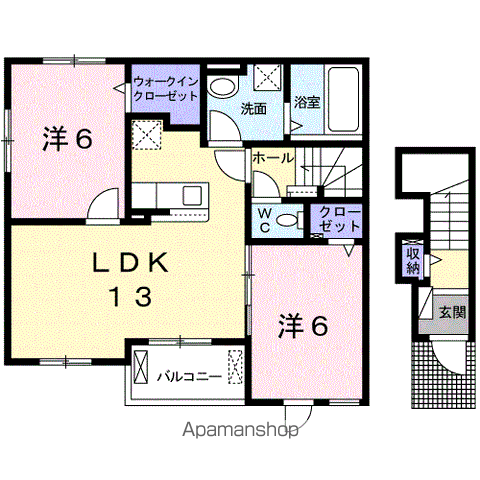 チェリーコートⅡ(2LDK/2階)の間取り写真