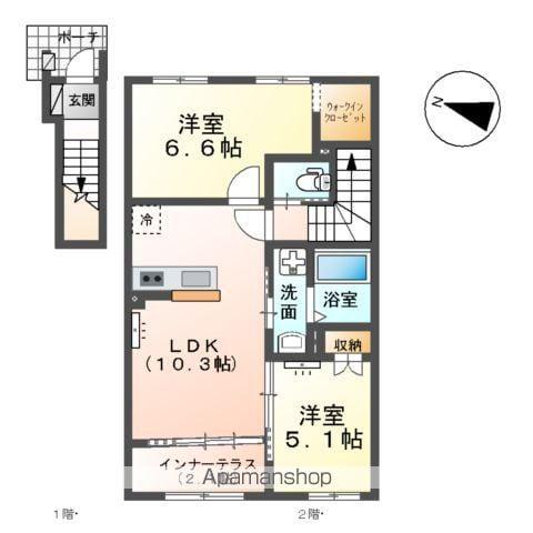 ベルスーズ(2LDK/2階)の間取り写真