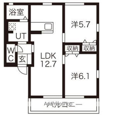 ヴェルデ阿左美III(2LDK/2階)の間取り写真