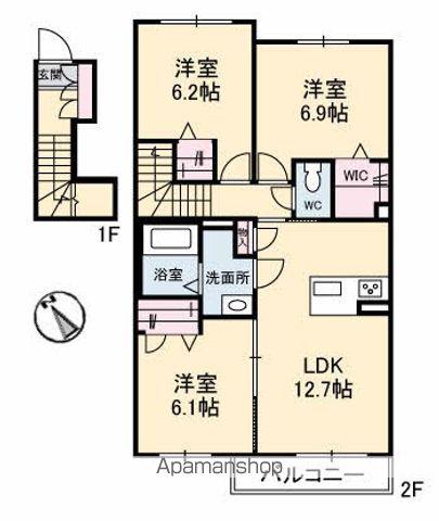 SERENA GARDENE棟(3LDK/2階)の間取り写真