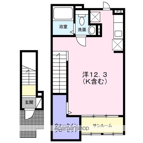 レジェンダリーⅡ(ワンルーム/2階)の間取り写真