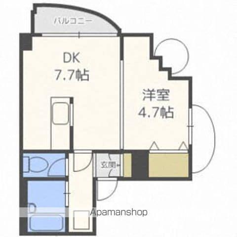 プレサント平和通Ⅱ(1DK/6階)の間取り写真