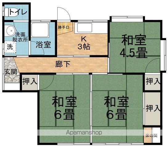 篠ノ井線 松本駅 バス乗車時間：15分 西筑摩バス停で下車 徒歩3分 1階建 築36年(3K)の間取り写真