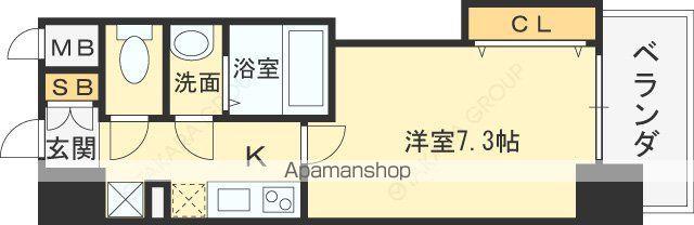 LUXE布施南(1K/8階)の間取り写真