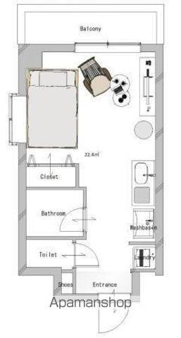 ガイア歌舞伎町壱番館(ワンルーム/4階)の間取り写真