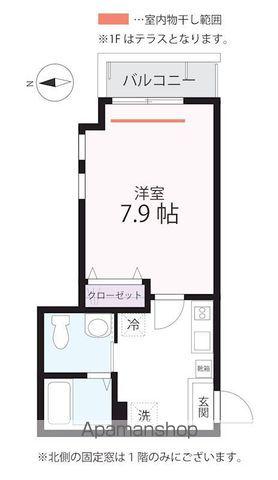 ハーミットクラブハウス GHITAS(1K/2階)の間取り写真