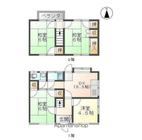 高松琴平電鉄長尾線 木太東口駅 徒歩4分 2階建 築54年(4K)の間取り写真