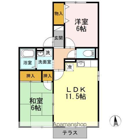 セジュールよあけ(2LDK/1階)の間取り写真