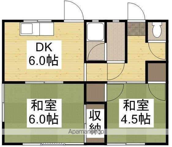 赤穂線 東岡山駅 徒歩7分 1階建 築56年(2DK)の間取り写真
