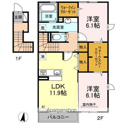 GRACE・K(2LDK/2階)の間取り写真