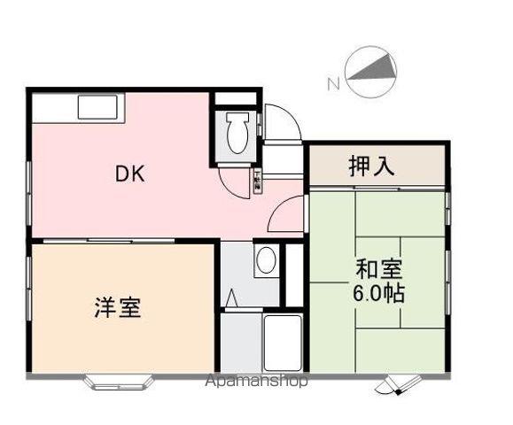 ウインディア屋島(2DK/2階)の間取り写真