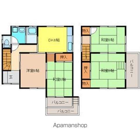 名鉄犬山線 犬山遊園駅 徒歩5分 2階建 築50年(4DK)の間取り写真
