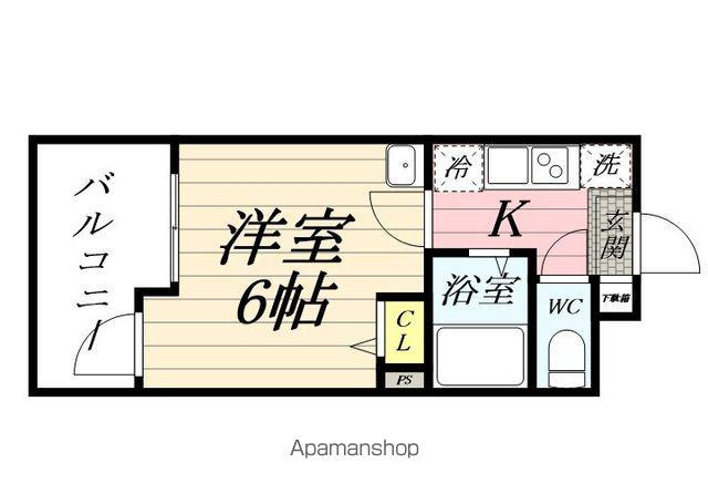 ロワール鶴見花月園前(1K/2階)の間取り写真