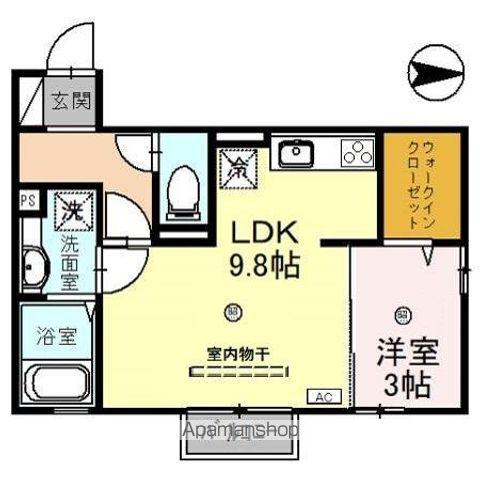 クレシア山総Ⅱ(1LDK/2階)の間取り写真