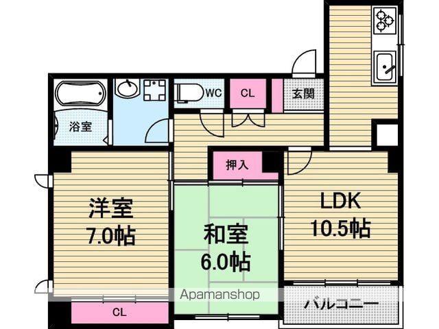 アメニティヒルズ(2LDK/6階)の間取り写真