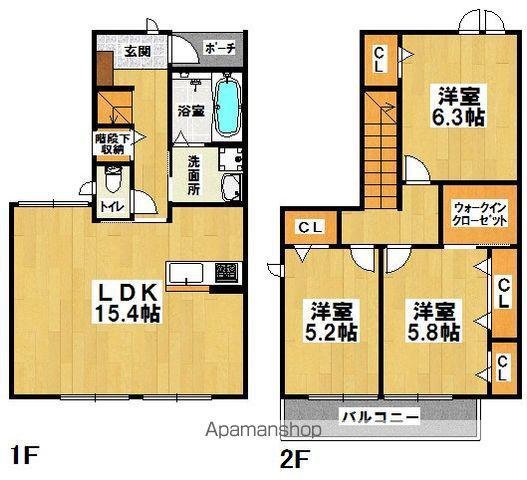 リリー北花田(3LDK/1階)の間取り写真