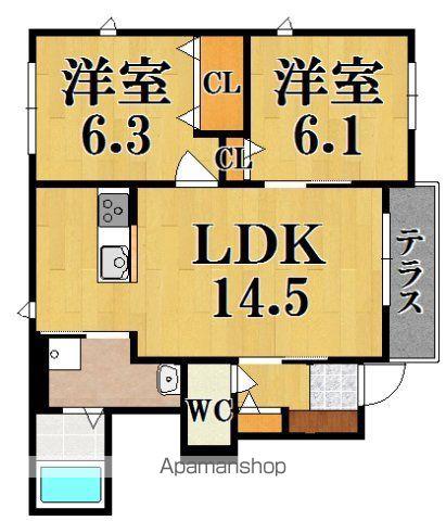シャーメゾン クレストA(2LDK/1階)の間取り写真