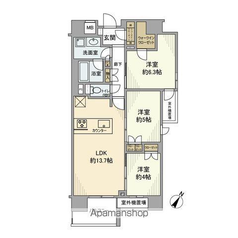リビオレゾン人形町(3LDK/6階)の間取り写真