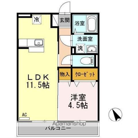 ローゼスポート港町B(1LDK/3階)の間取り写真