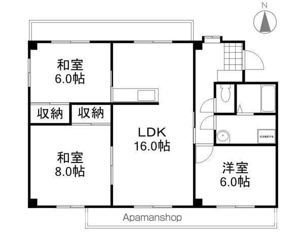 フローラⅡ(3LDK/2階)の間取り写真