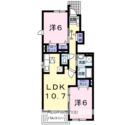 プリュージュールⅠ(2LDK/1階)の間取り写真