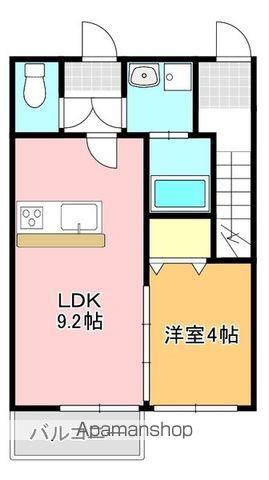 ラフォーレ名残Ⅵ C(1LDK/2階)の間取り写真