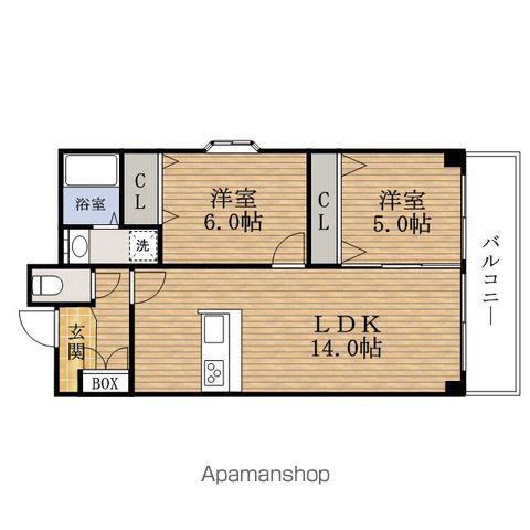 ガーデンハイツEDOBORI(2LDK/4階)の間取り写真
