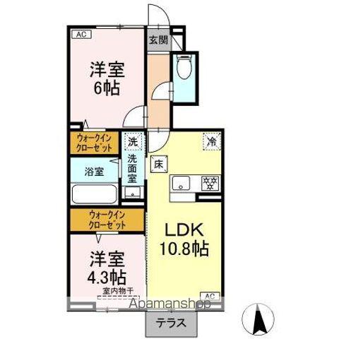 リベール鳴神 B棟(2LDK/1階)の間取り写真