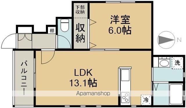 RISE脇田本町(1LDK/1階)の間取り写真