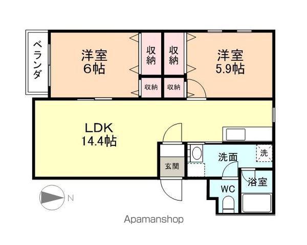 LA.VISTA.WAKABA(2LDK/4階)の間取り写真