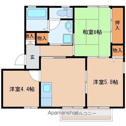 ドミトリーSUZUKI B棟(3DK/2階)の間取り写真