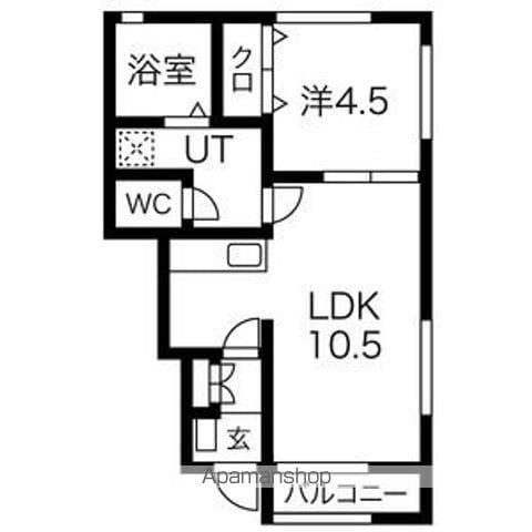 アバンセA棟(1LDK/1階)の間取り写真