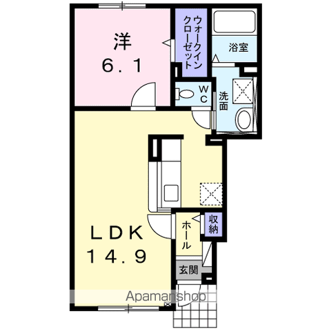 ジェルメⅠ(1LDK/1階)の間取り写真
