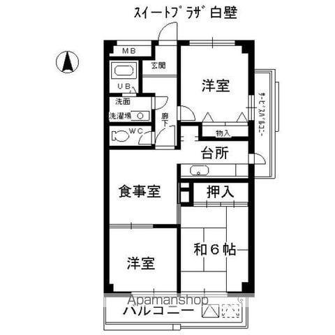 スイートプラザ白壁(3DK/3階)の間取り写真